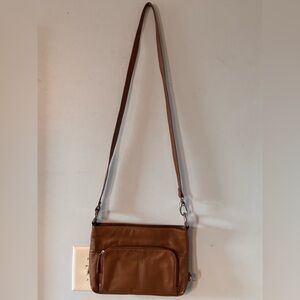 Tignanello Chestnut Brown Leather Crossbody Bag